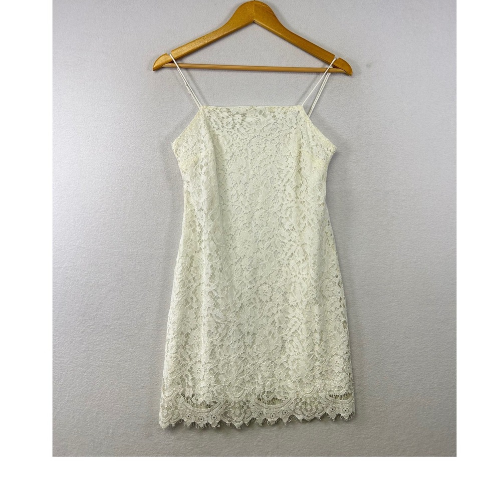 MIA AMI Ivory Lace Square Neck Spaghetti Strap Mini Dress S